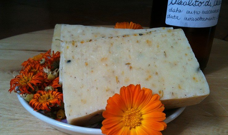 DIY Calendula and chamomile soap